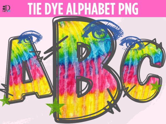 Download Tie Dye Alphabet PNG Groovy 70s Star - Png groovy Collection